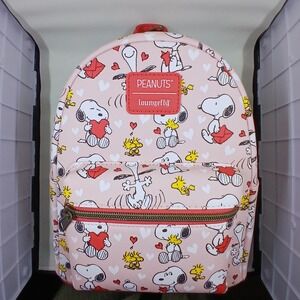 Loungefly Mini Backpack Womens Pink Peanuts Snoopy Woodstock Hearts Valentine